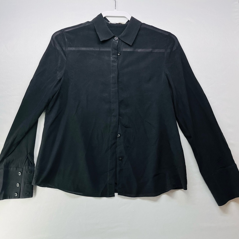 Alice + Olivia Classic Black Collared‎ Shirt